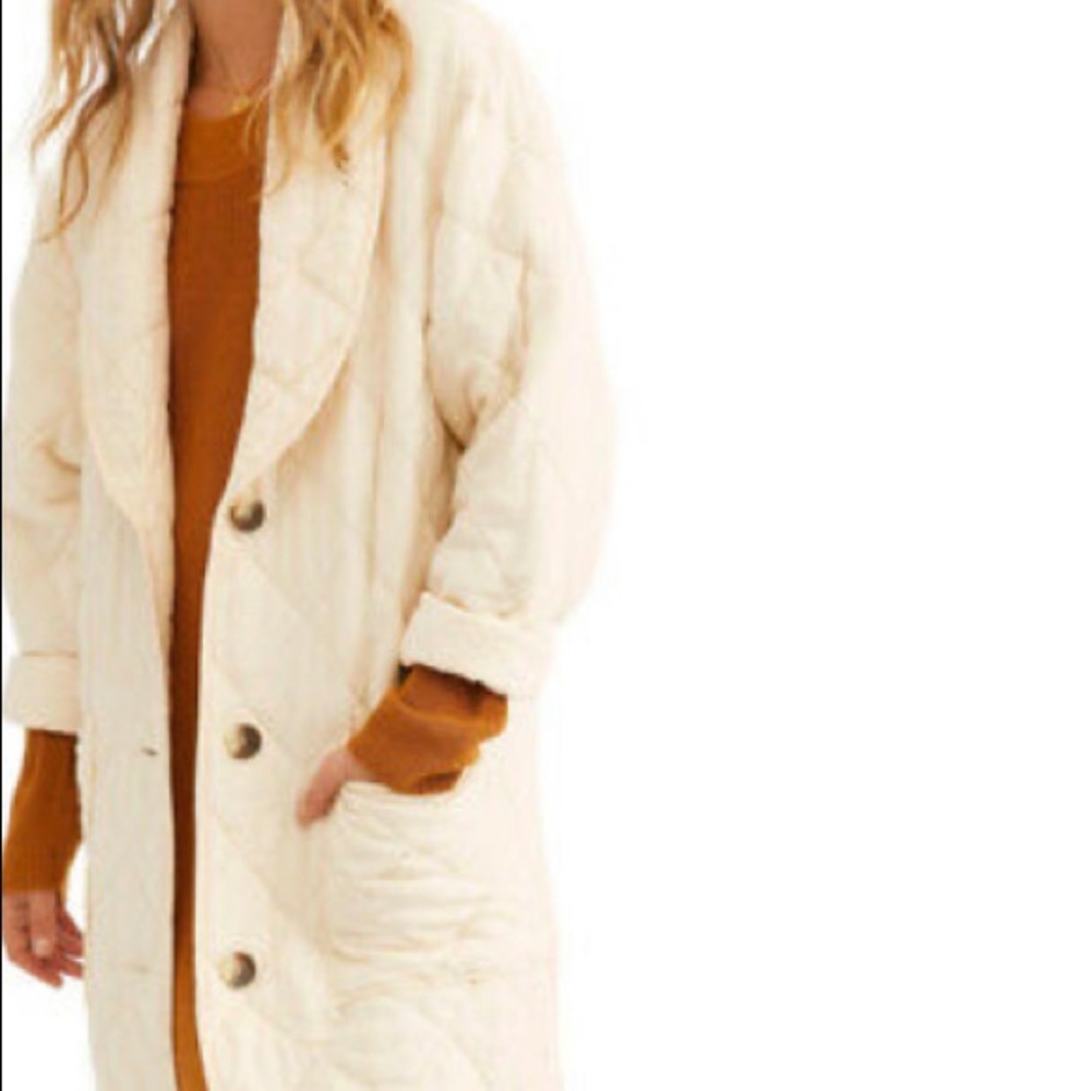 Free People Long Quilted Button up Jacket